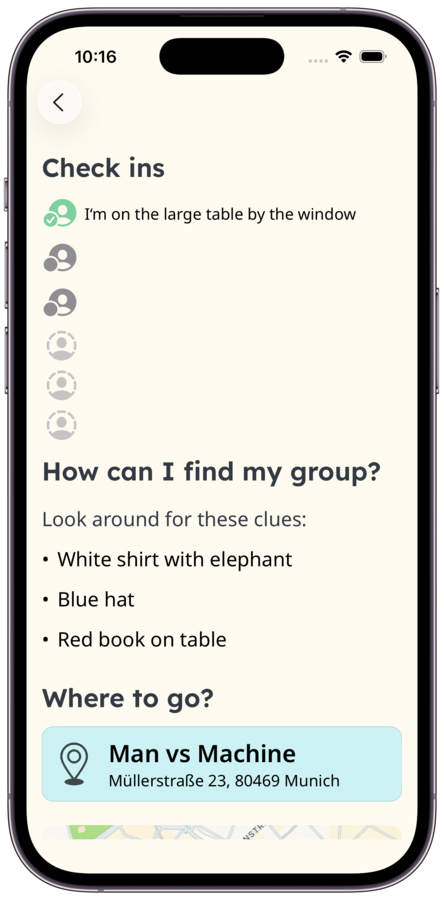 Present clues screen